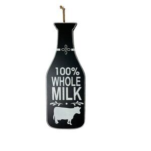 100% Whole Milk Decorative Wooden Hanging Sign With Rope
